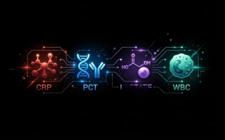 Essential Sepsis Biomarkers: A Clinical Guide to C-reactive protein (CRP), procalcitonin (PCT), lactate, and white blood cell count (WBC).